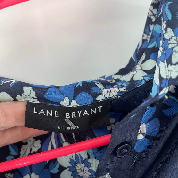 LANE BRYANT Dress Size 16 Button Down Blue Floral Knee Length NWT Plus Curvy - Picture 5 of 16